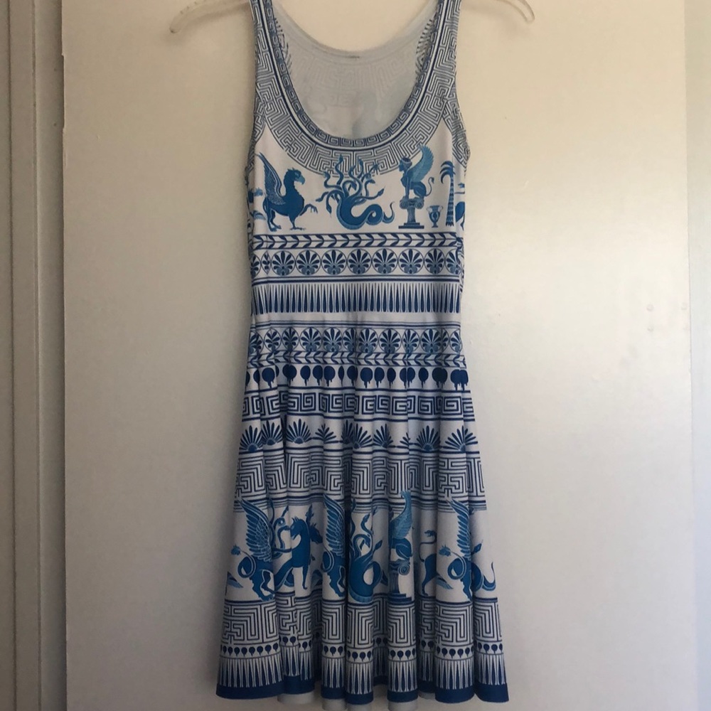 Black Milk Clothing Greek Blue and White Dress